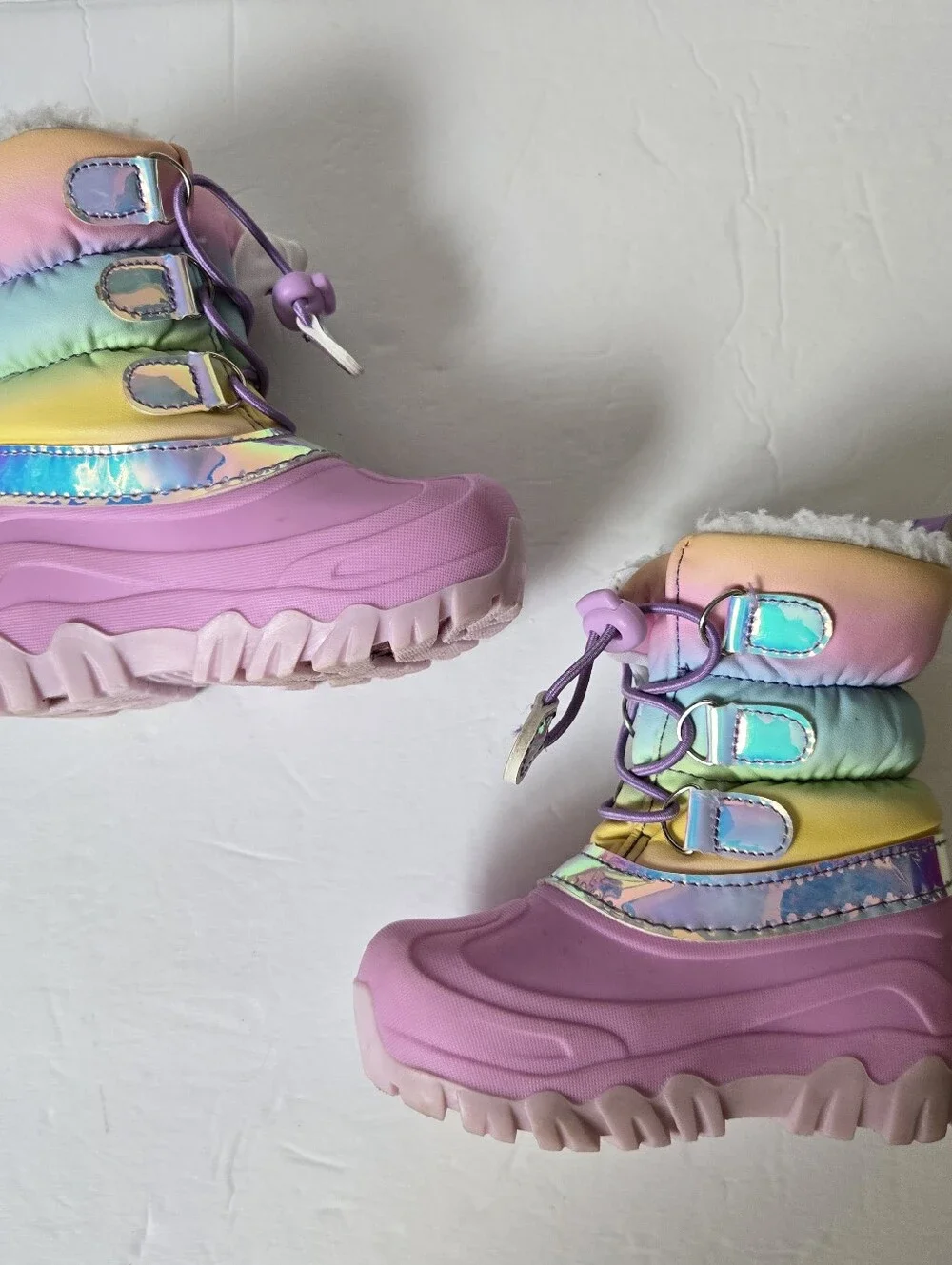 Toddler girl 7/8 Rainbow Snow Boots Lined VGUC Member's Mark
